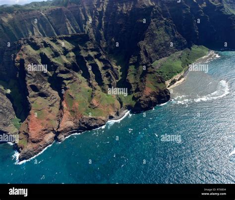 Aerial View Of Na Pali Coast Kauai Hawaii Stock Photo Alamy
