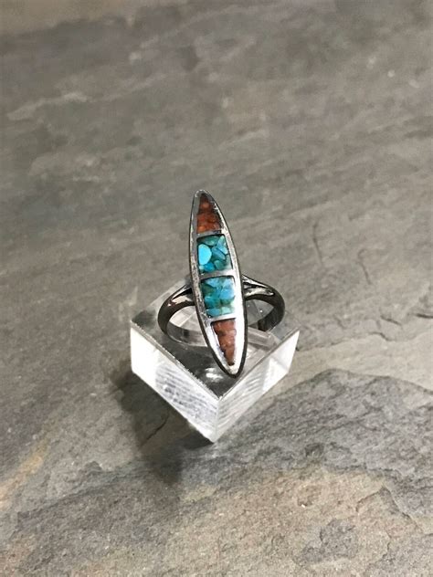 Sz 4 5 Vtg Natives American Sterling 925 Silver Ring W Turquoise N