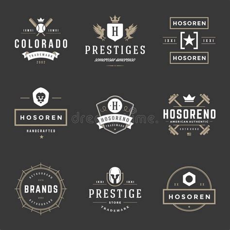 Vintage Logos Design Templates Set Vector Logotypes Elements