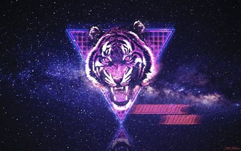 Tiger Space Neon Synthwave New Retro Wave Retrowave Typography