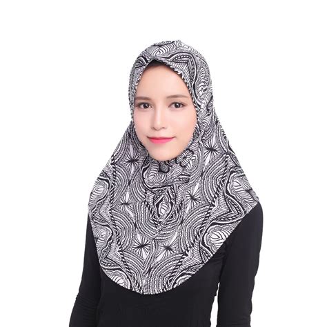 Women Fashion Muslim Head Coverings Printed Pattern Hijab Caps Women