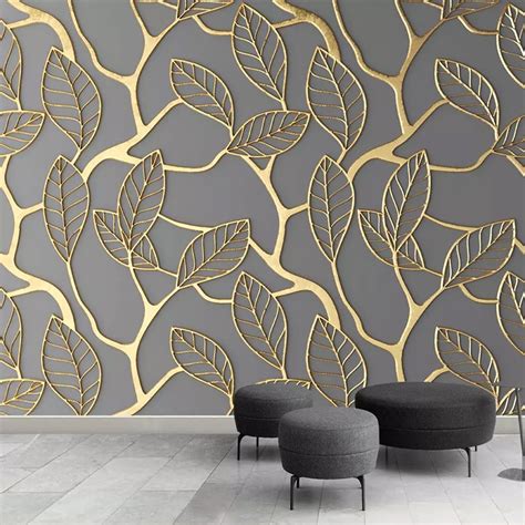 Custom Photo Wallpaper For Walls 3d Stereoscopic Golden Tree Leaves