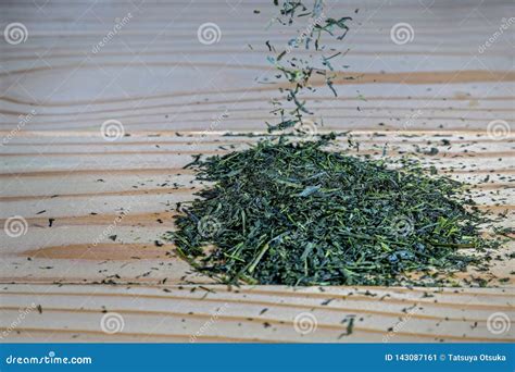 Roasted Japanese Tea Leaves On The Wooden Table Stock Image Image Of