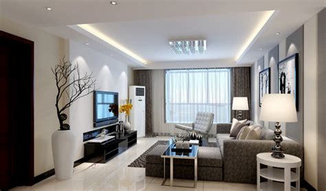 Plaster Ceiling And Arrangement Modern Minimalist Living Room