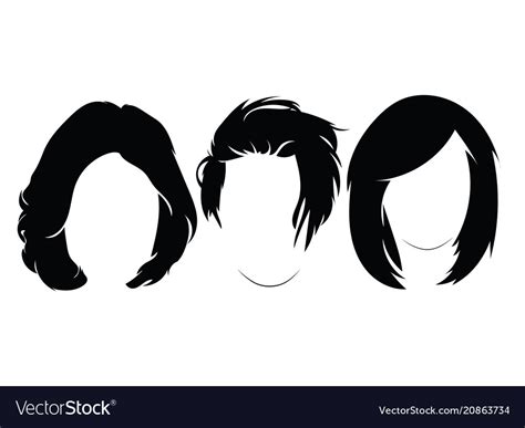 Set Hairstyles For Women Collection Black Vector Image