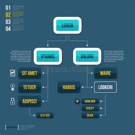 Modern Organization Chart Template In Flat Style On Blue Background