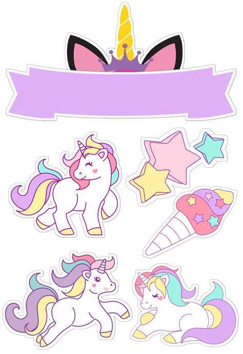 Topper De Bolo Unicórnio Imprimibles Unicornio Gratis Decoracion