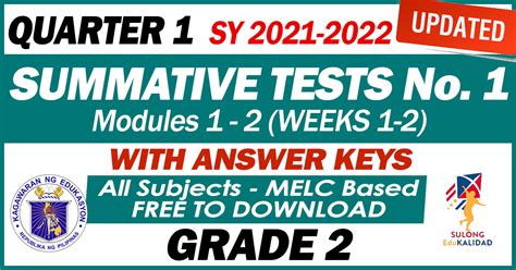 GRADE 2 UPDATED SUMMATIVE TESTS NO 1 For SY 2021 2022 Q1 Modules 1 2
