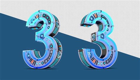 Premium Psd 3d Number With Blue Neon And Neon Light Effect