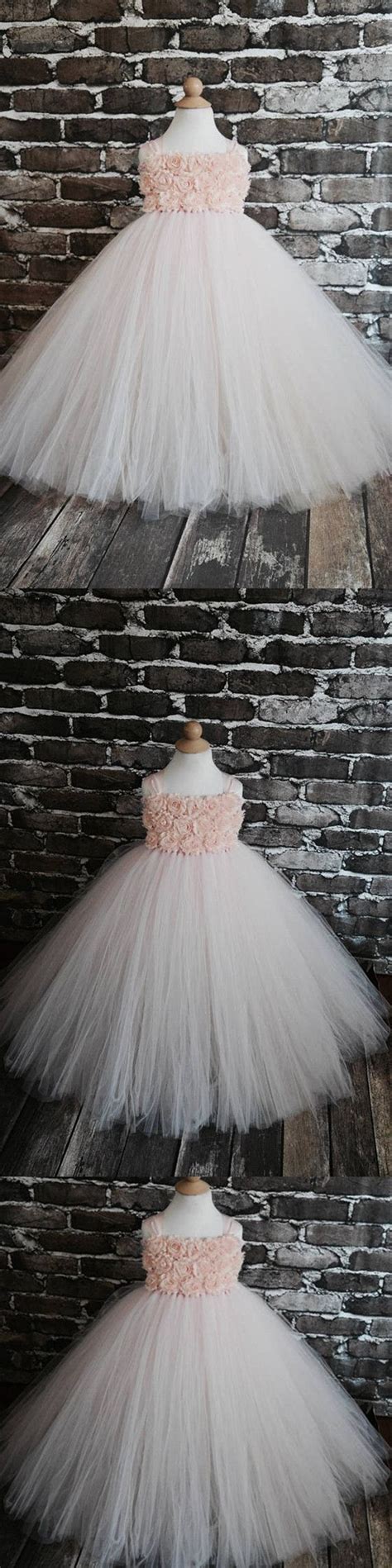 Pink Blush Shabby Chic Rose Tulle Princess Puffer Dress Flower Girl