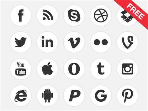Black And White Social Media Icons Free Download