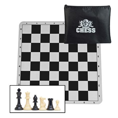 Ultimate Compact Tournament Chess Set With Black Fold Up Board And Triple Weighted Pieces Wood