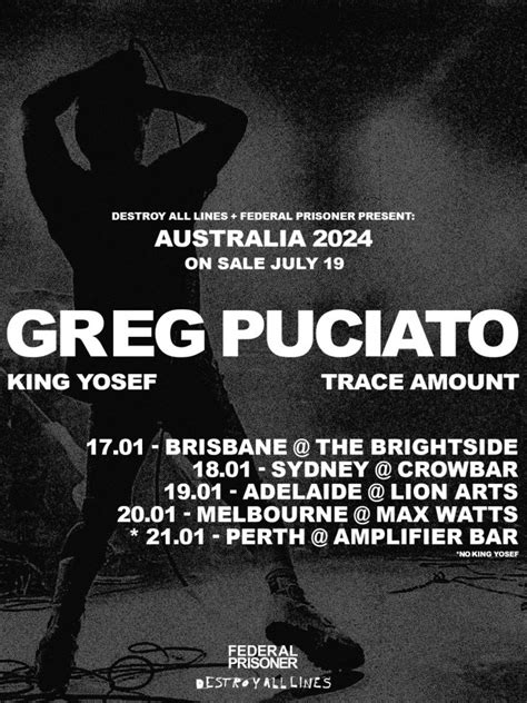 Greg Puciato Announces Australia Tour Dates With Guests King Yosef