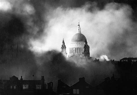 St Pauls Cathedral Stands Undamaged Among The Smoke And Flames Of