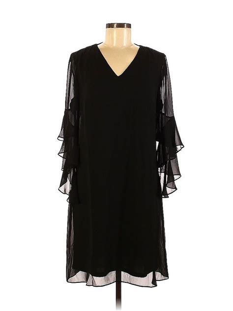 Inc International Concepts Casual Dress Shift Black Solid Dresses