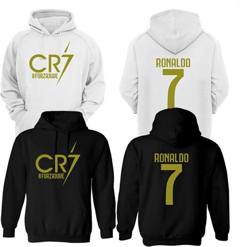 Cr7 Football Hoodie Forzajuve Ronaldo Black Front And Back 5 6 Years