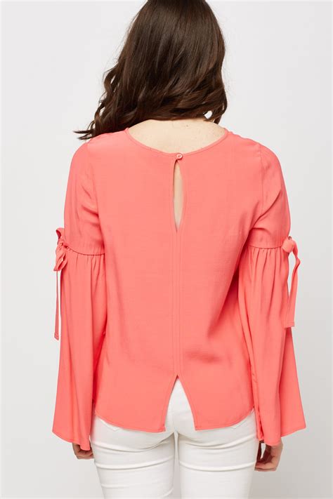 Tie Up Flared Sleeve Top Just 2