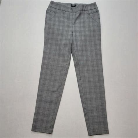Soho Apparel Ltd Womens Size Large Pull On Pants Gray Plaid Stretch Ebay
