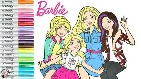Barbie And Sisters Coloring Book Page Barbie Skipper Stacie And Chelsea Sprinkled Donuts Youtube