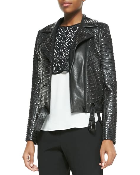 Lyst Alc Night Studded Leather Moto Jacket In Black