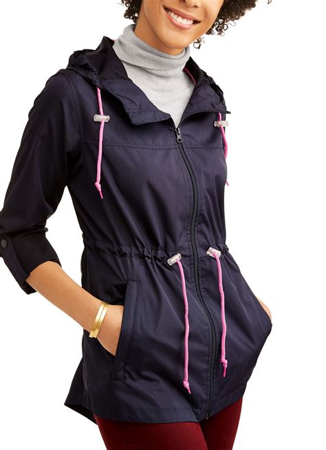 Weather Tamer Womens Plus Size Hooded Packable Anorak Zips Up Into A Small Pouch