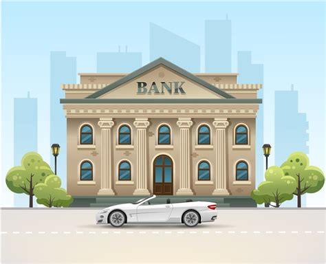 Bank Building Bank In The City The Car Is At The Bank Money In The