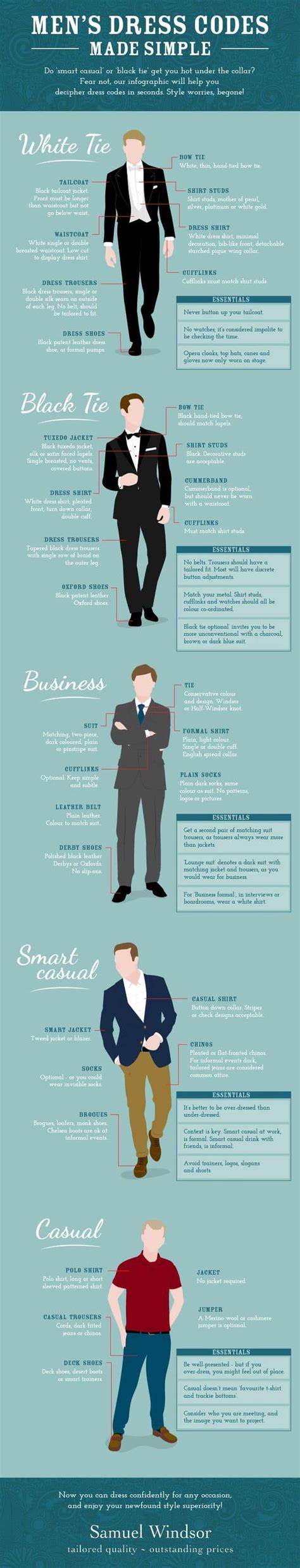 Men S Dress Codes Made Simple Infographic Ownvisual I