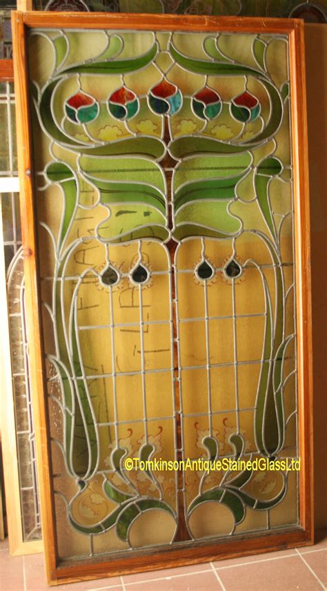 Ref Ed331 2 Edwardian Stained Glass Windows Art Nouveau Tomkinson Stained Glass