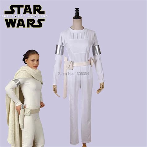 Star Wars Padme Amidala Cosplay Costumes White Uniform Outfit Halloween