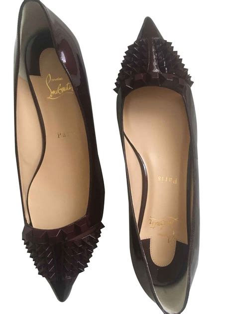 Christian Louboutin Ballet Flats Dark Red Patent Leather Ref100391