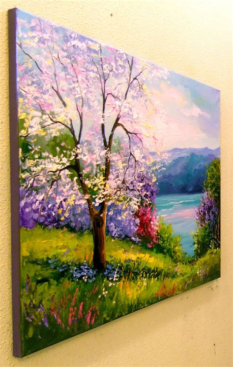 Картина Цвітіння яблуні біля річки Ольга Дарчук Jose Art Gallery