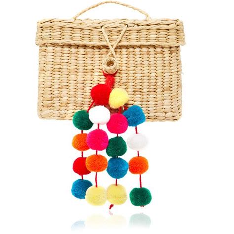 Nannacay Baby Roge Pom Pom Embellished Woven Raffia Tote 145 Liked