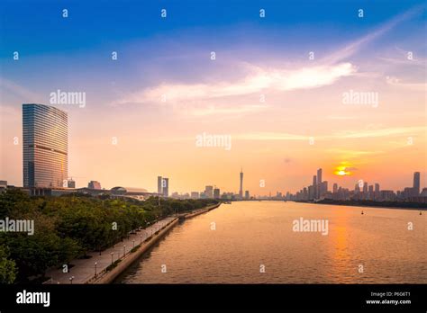 The Night View Of Guangzhou City In Guangdong Province Stock Photo Alamy
