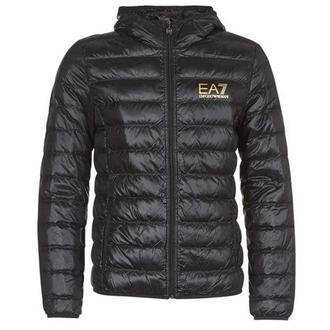 Emporio Armani Ea7 Polyester Thin Hooded Zip Up Black Jacket Clothing