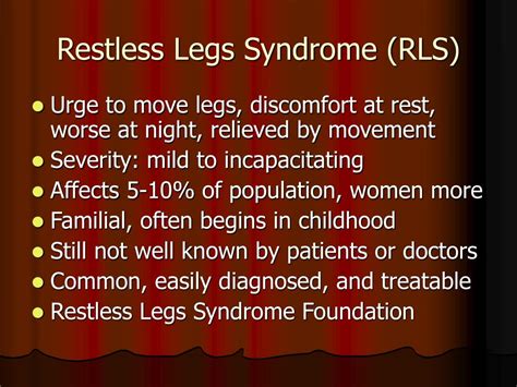 Ppt Restless Legs Syndrome Powerpoint Presentation Free Download