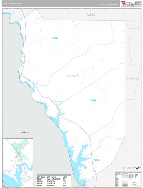 Zapata County Tx Wall Map Premium Style By Marketmaps