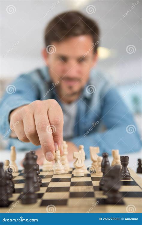 Man Is Playing Chess Stock Photo Image Of Caucasian 268279980