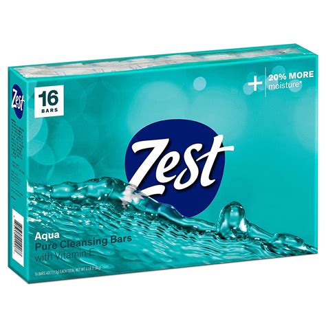 Zest Invigorating Aqua Bar Soap 16 Bars Refreshing Rich Lather Rinses Your Body