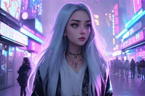 2560x1700 Silver Haired Girl In A Neon City Chromebook Pixel Hd 4k
