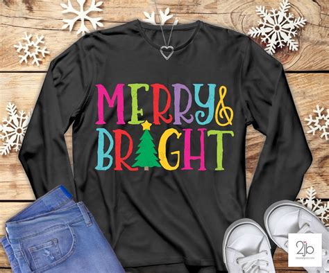 Christmas Svg Merry And Bright Svg Christmas Shirt Design Etsy