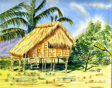 Watercolor Philippines Nipa Hut Digital Painting Tutorials Anime