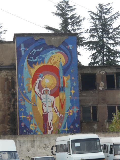 Soviet Mural Celebrating Space Exploration In Kutaisi