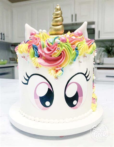 Rainbow Unicorn Cake Tutorial Free Eye Printable Sugar Geek Show