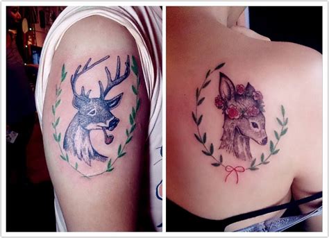 Roxiehart666 Acidkidz Tattoo Deer Couple Matching Tattoo Couple