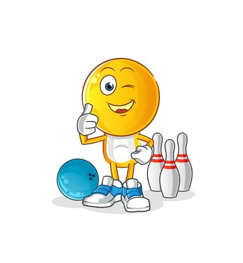 Emoticon Testa Cartone Animato Giocare A Bowling Illustrazione