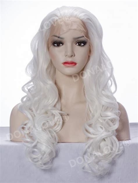 White Waist Length Wavy Synthetic Lace Wig Sny050 Synthetic Wigs