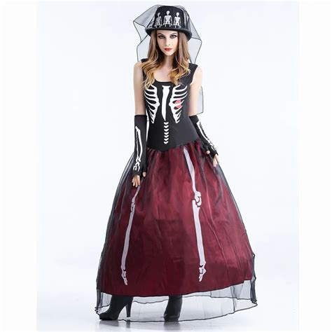 Carnival Deguisement Adultes Adult Zombie Halloween Costumes Ghost Bride Costume Women Skeleton