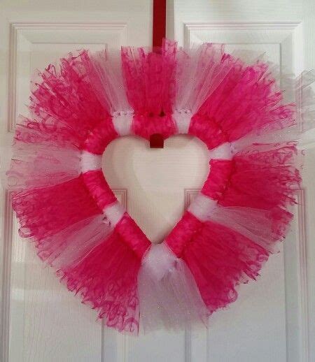Pink And White Tulle Heart Shaped Wreath Made By My Daughter Heart