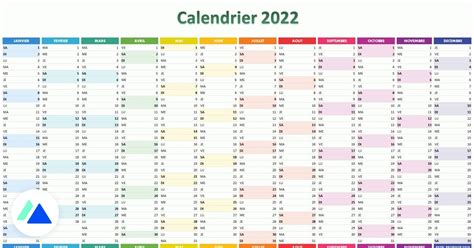 Calendrier 2022 à Imprimer Jours Fériés Vacances Numéros De Semaine