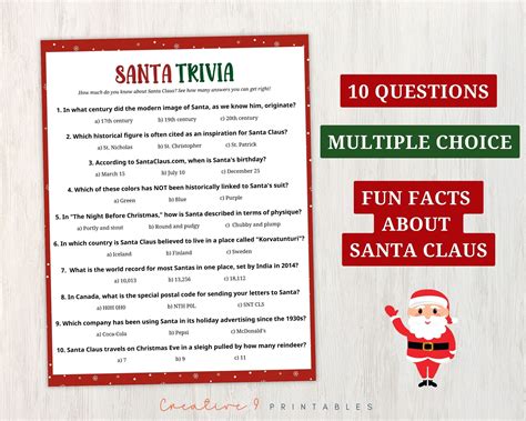 Printable Santa Trivia Game For Adults And Kids 10 Fun Santa Trivia